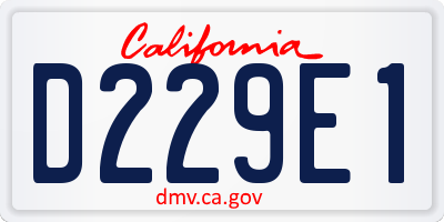 CA license plate D229E1