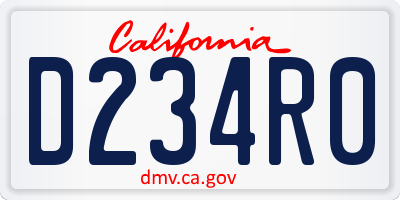 CA license plate D234R0