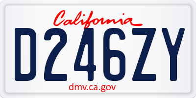 CA license plate D246ZY