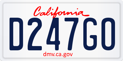 CA license plate D247GO