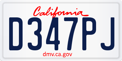 CA license plate D347PJ