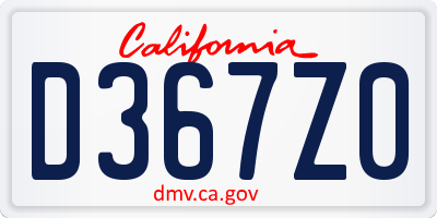 CA license plate D367Z0