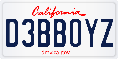 CA license plate D3BBOYZ