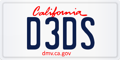 CA license plate D3DS