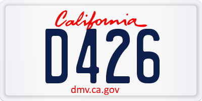 CA license plate D426