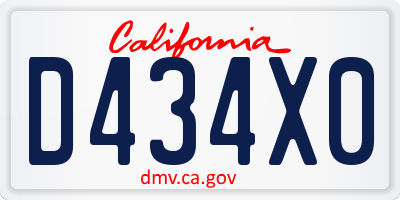 CA license plate D434X0