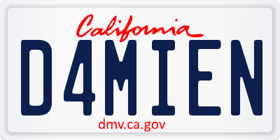 CA license plate D4MIEN