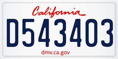 CA license plate D543403