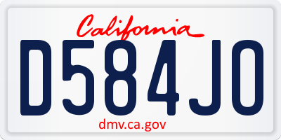 CA license plate D584JO