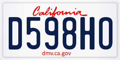 CA license plate D598HO