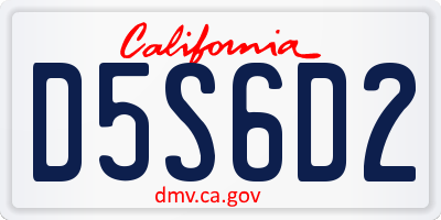 CA license plate D5S6D2