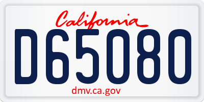 CA license plate D65080