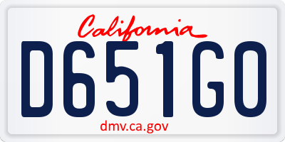 CA license plate D651G0