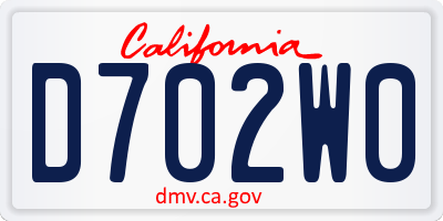 CA license plate D702W0