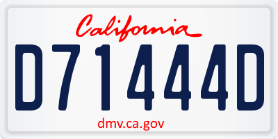 CA license plate D71444D