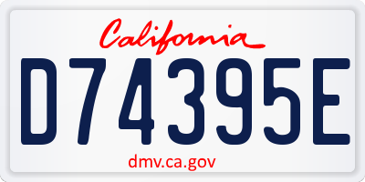 CA license plate D74395E