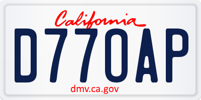 CA license plate D77OAP