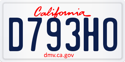 CA license plate D793HO