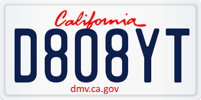 CA license plate D808YT