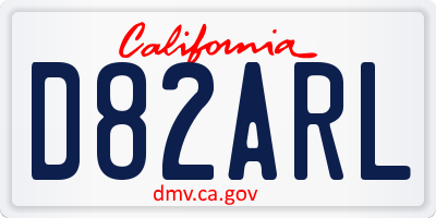 CA license plate D82ARL