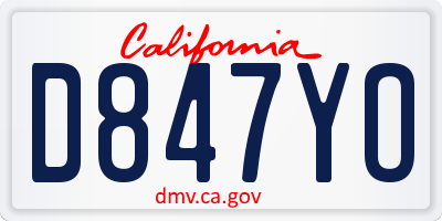 CA license plate D847YO