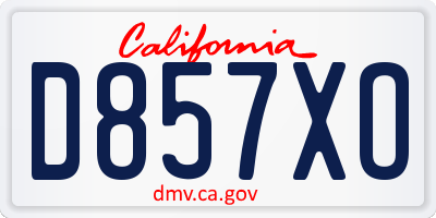 CA license plate D857XO