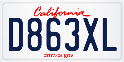 CA license plate D863XL