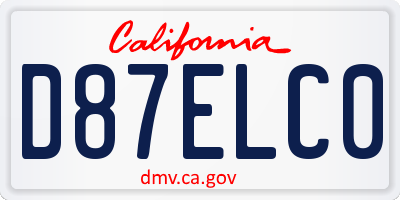 CA license plate D87ELC0