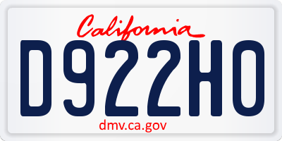 CA license plate D922H0