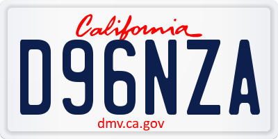 CA license plate D96NZA