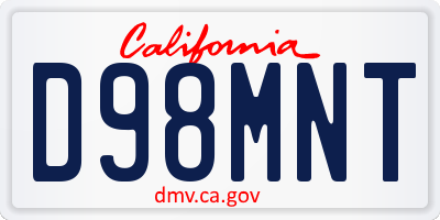 CA license plate D98MNT