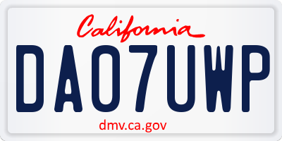 CA license plate DA07UWP