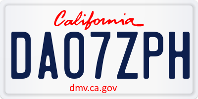 CA license plate DA07ZPH