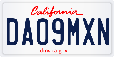 CA license plate DA09MXN