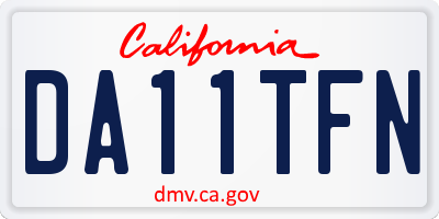 CA license plate DA11TFN