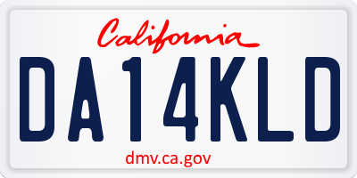 CA license plate DA14KLD