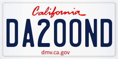 CA license plate DA20OND