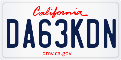 CA license plate DA63KDN