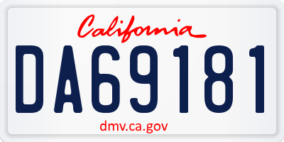 CA license plate DA69181