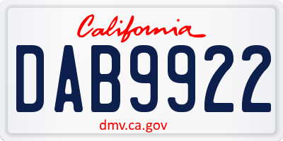 CA license plate DAB9922