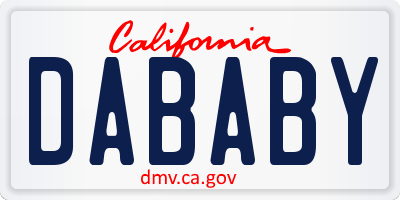 CA license plate DABABY