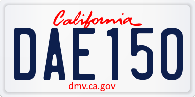 CA license plate DAE150