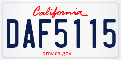 CA license plate DAF5115