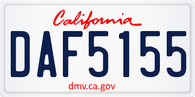 CA license plate DAF5155