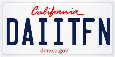 CA license plate DAIITFN