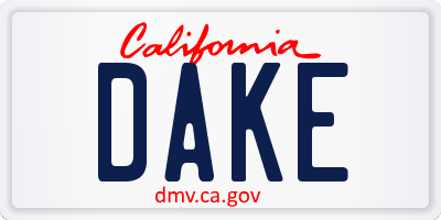 CA license plate DAKE