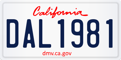 CA license plate DAL1981