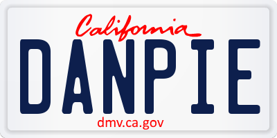 CA license plate DANPIE