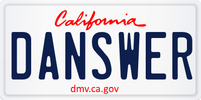 CA license plate DANSWER