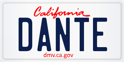 CA license plate DANTE